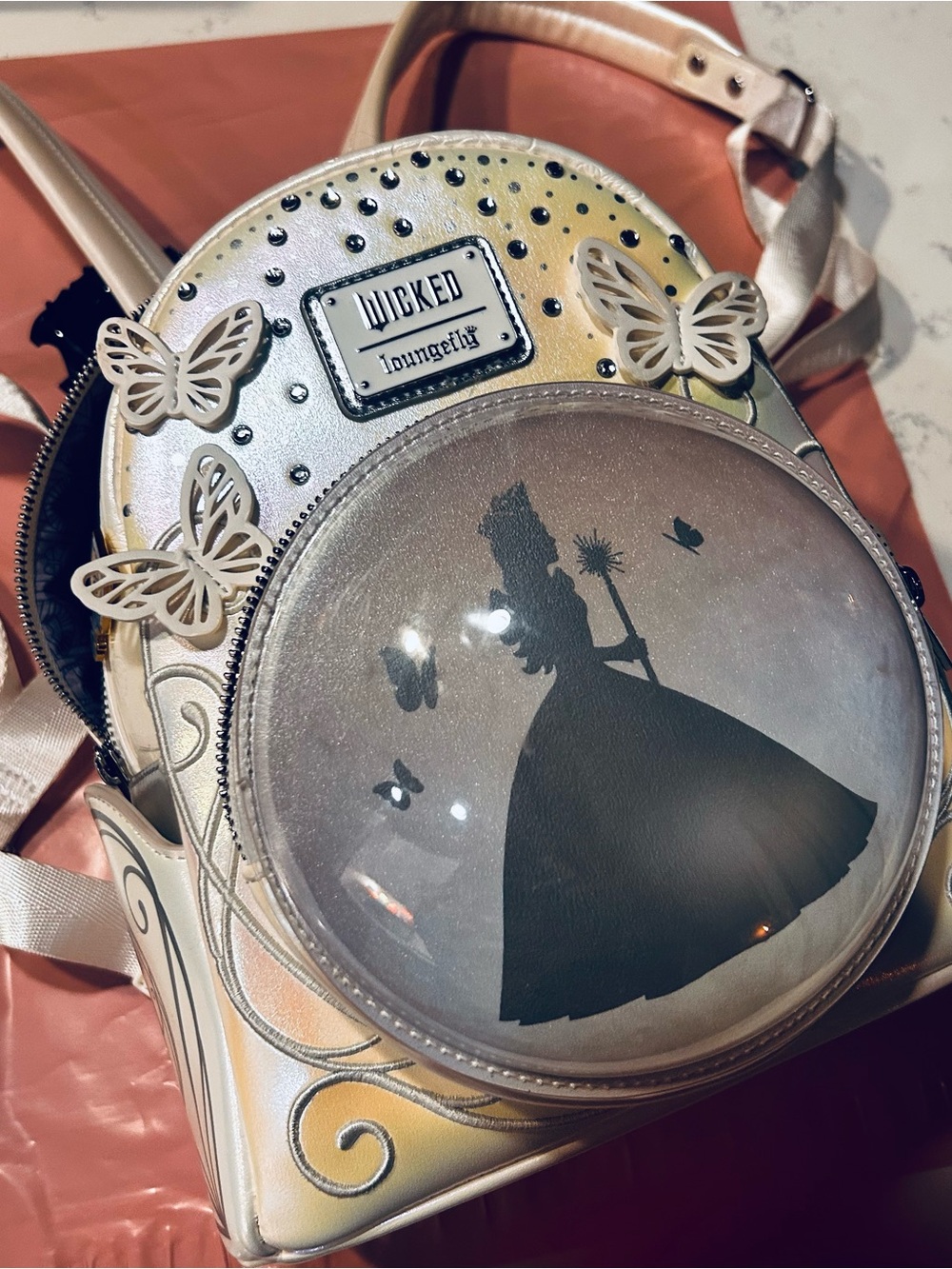 Loungefly Silver Iridescent Witch Dome Mini Backpack